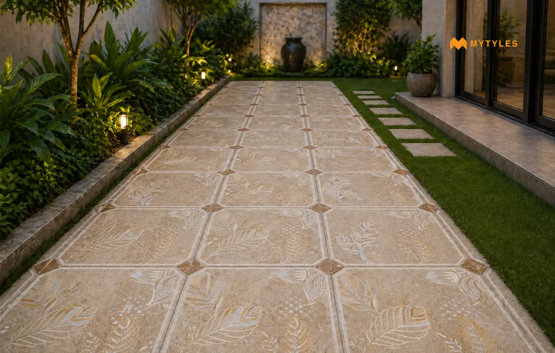 Garden tiles in the garden